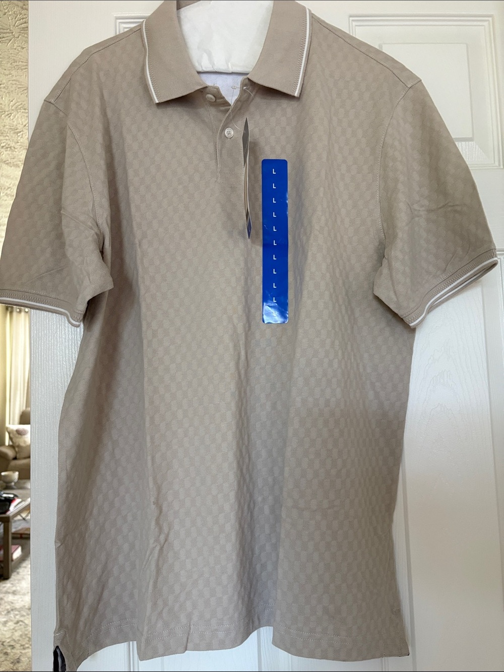 NWT Ted Baker Beige Textured Polo with Contrast Trim